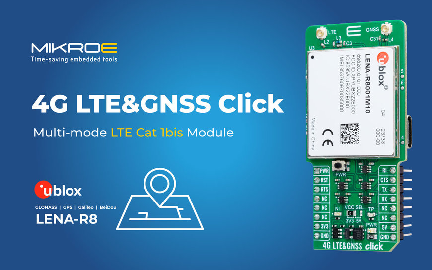 Global tracking and telematics Click board from MIKROE has extensive network compatibility